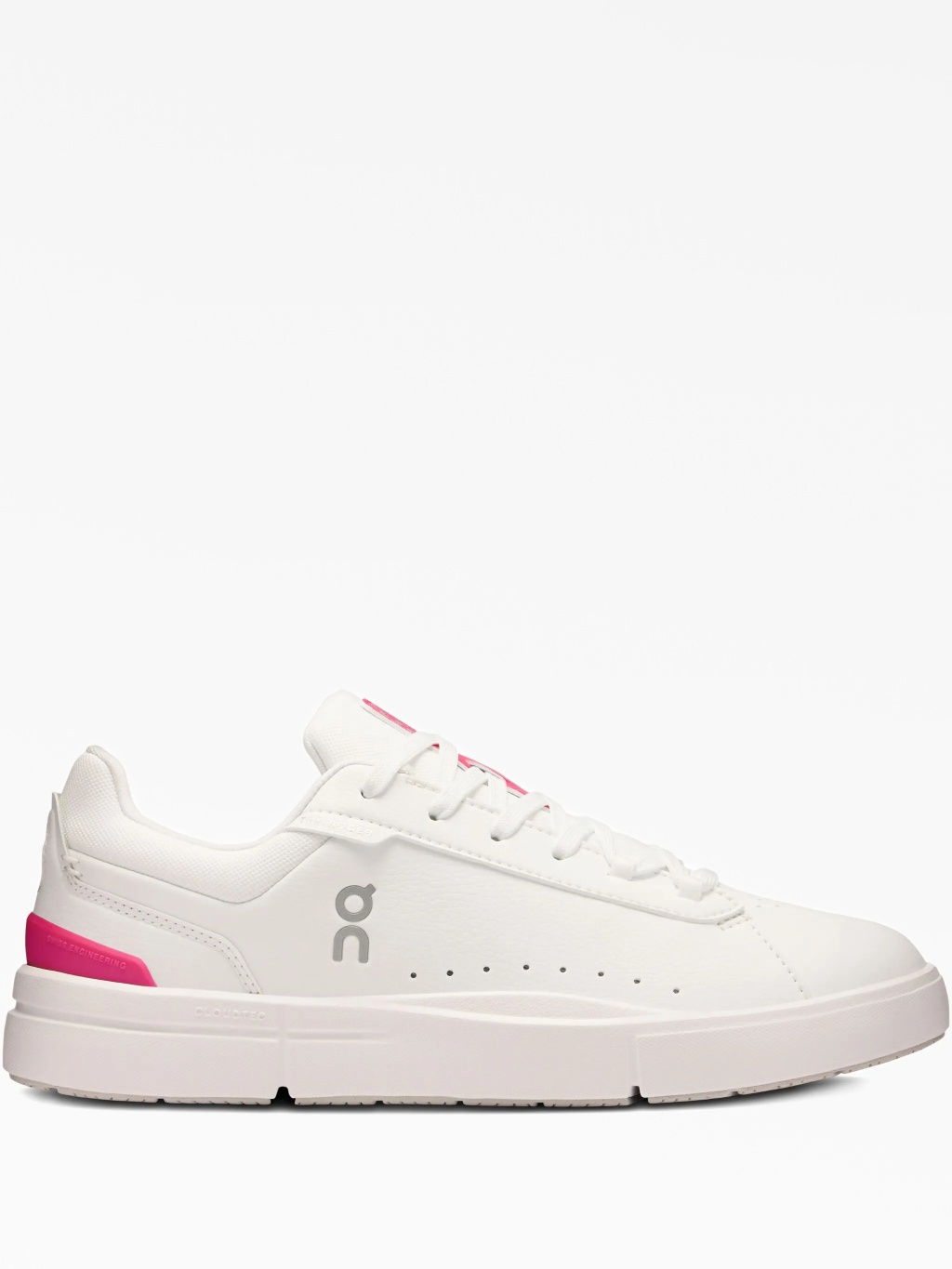 Кожаные кроссовки Cloudtec белого цвета с розовой деталью