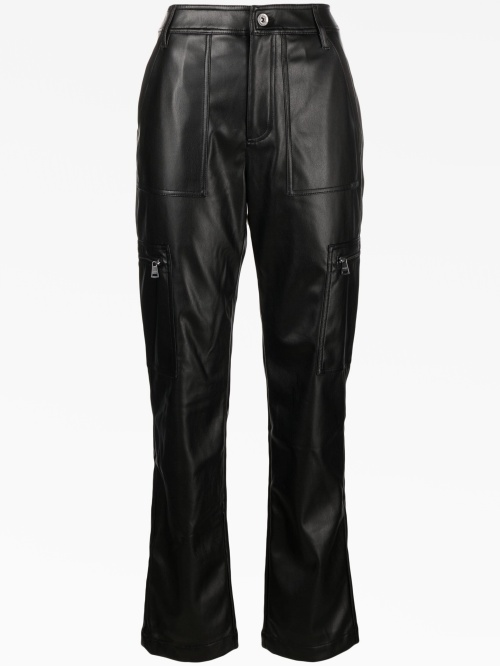 Flared faux-leather cargo trousers