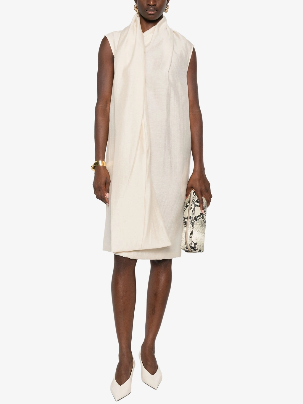 Платье с прикрепленным шарфом