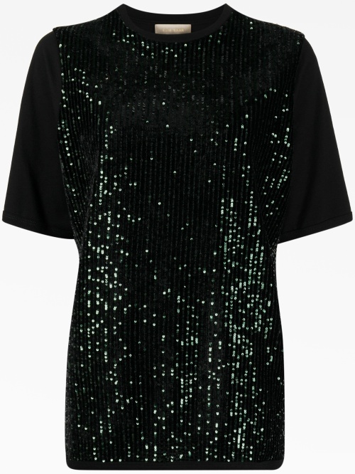 Sequin-embellished velvet t-shirt