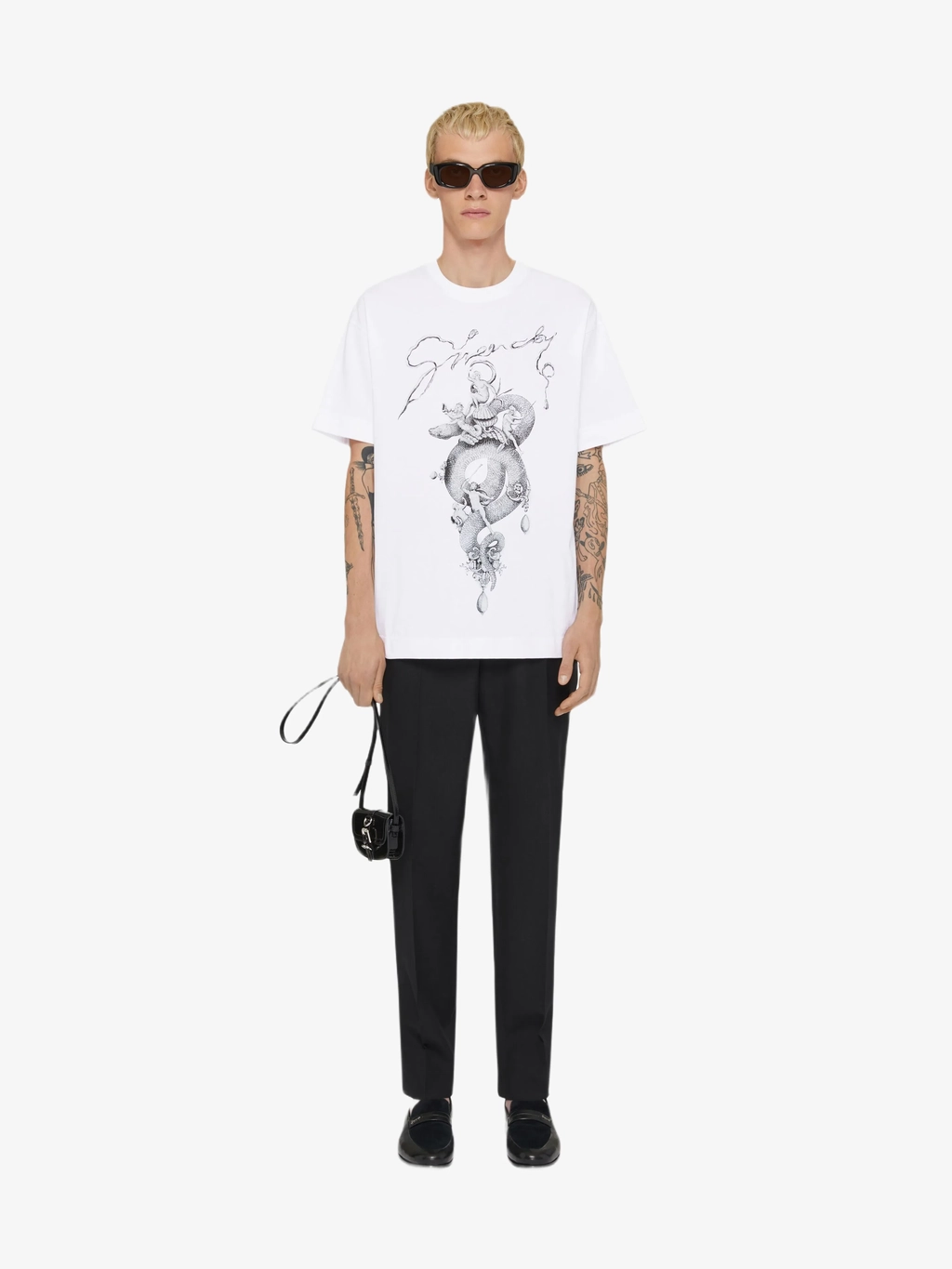 Футболка из хлопка с принтом змеи Givenchy — купить в интернет