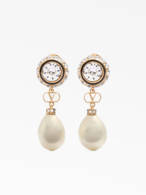 Серьги-подвески Valentino с логотипом и жемчугом