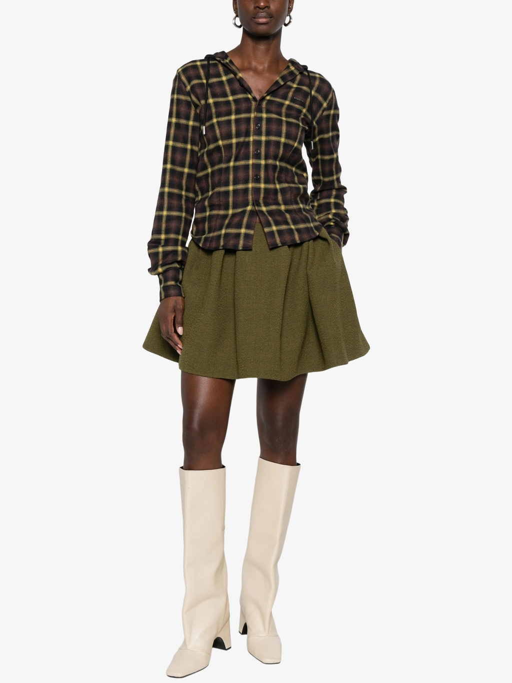 Рубашка в клетку с капюшоном