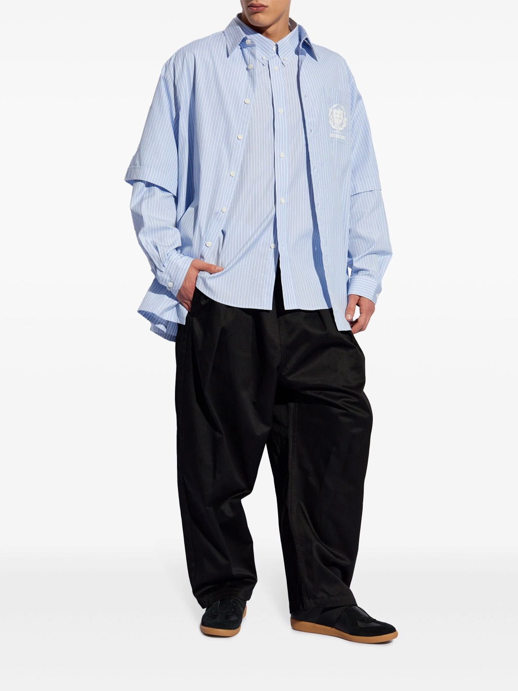 Плиссированные хлопковые брюки